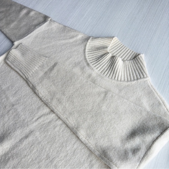 LOFT Cream Mock Neck Sweater XS Split Hem Pullover Neutral Minimalist Classic - Picture 6 of 12
